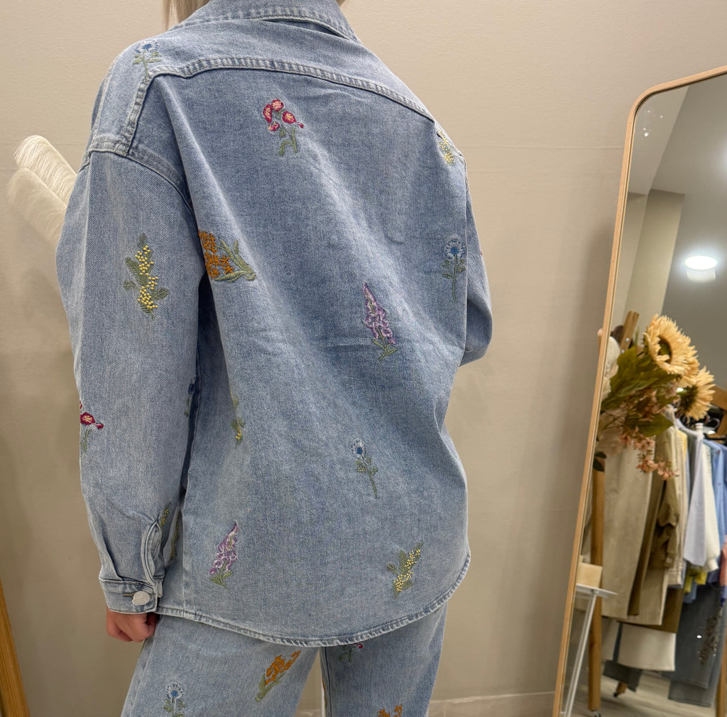 Τζιν Jacket με ανθάκια