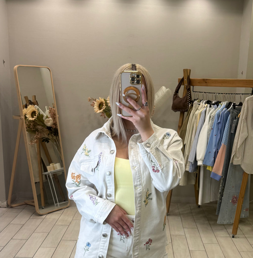 Τζιν Jacket με ανθάκια