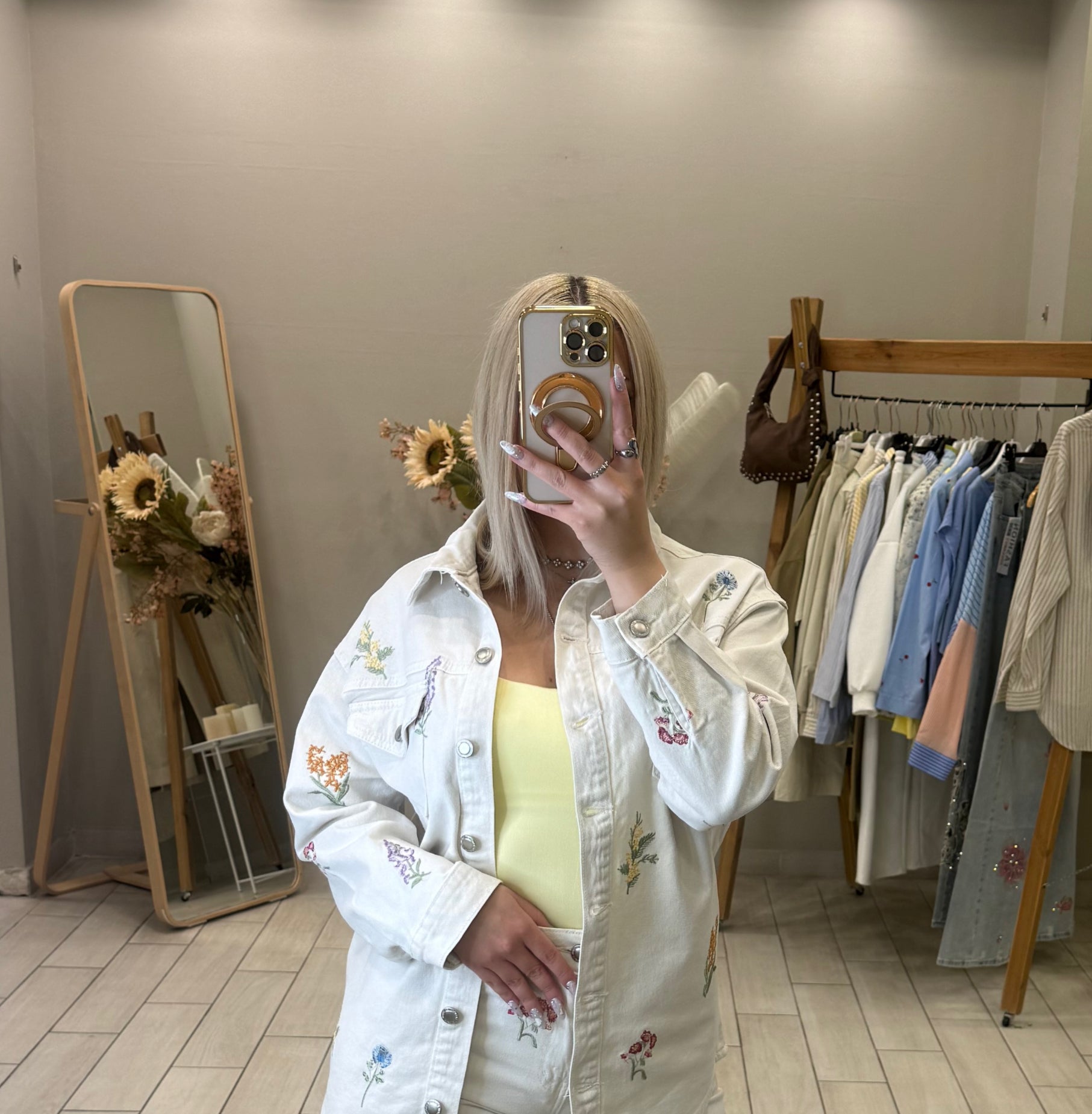 Τζιν Jacket με ανθάκια