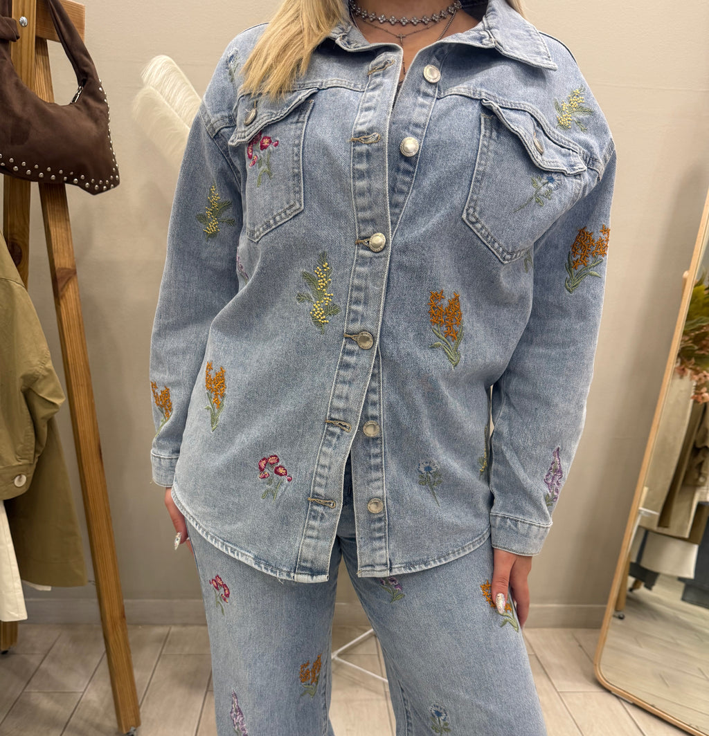 Τζιν Jacket με ανθάκια